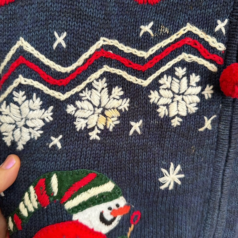 Vintage Heirloom Collectibles Snowman Sweater with Zipper Christmas XL - Picture 4 of 6